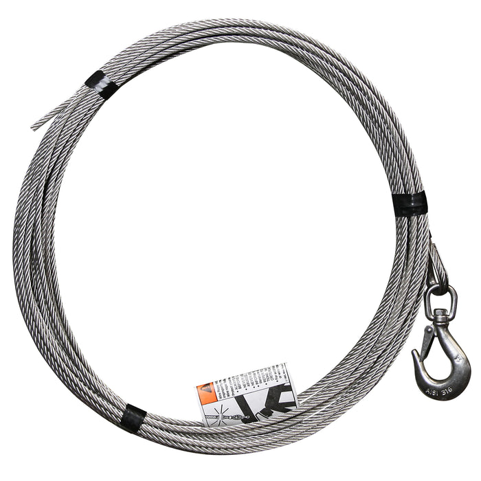 OZ Lifting 3/16" x 50 ft - Stainless Steel Davit Cable Assembly.