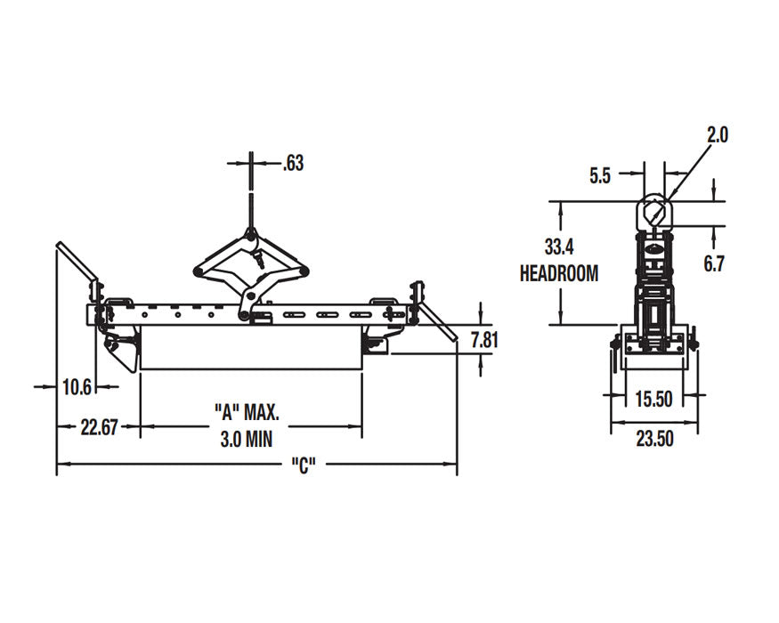 Caldwell ALG-3-3/60 Adjustable Lifting Grab, 6,000lb capacity