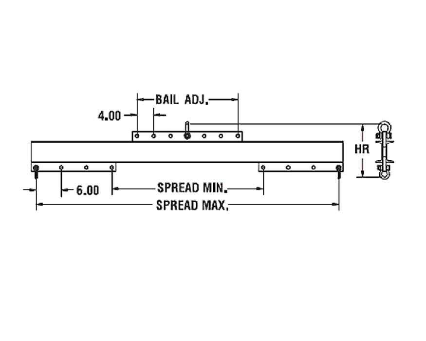 Caldwell Adjustable Spreader/Lifting Beam, 1/4t- 7t capacity