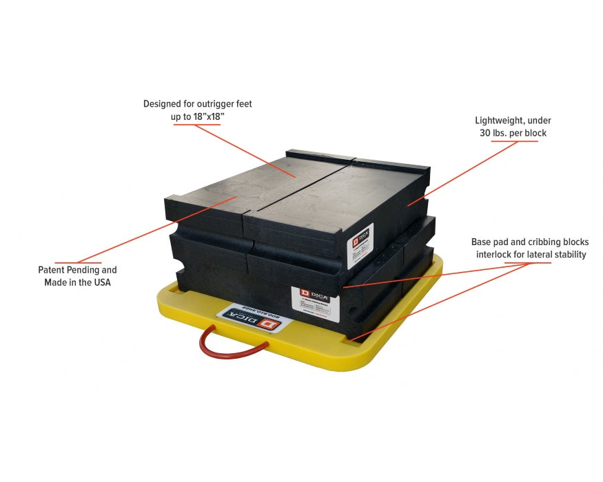 DICA PSC-SL-150 ProStack Cribbing Blocks 100,000lb capacity with slot lock one side (Black)