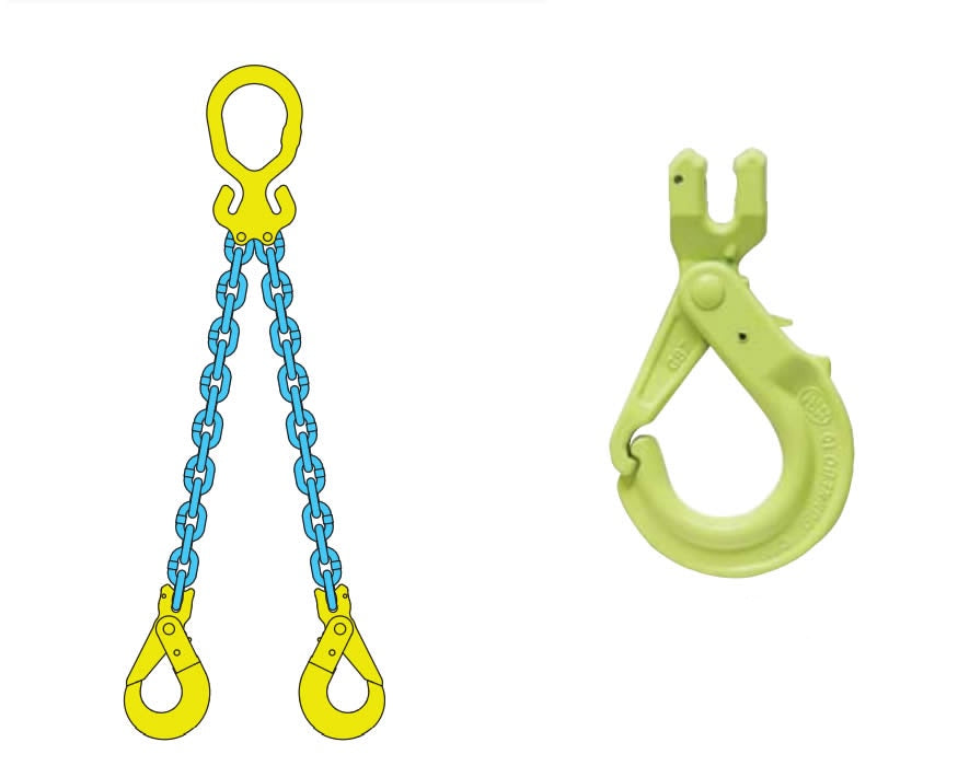 Crosby | Gunnebo Grade 10/100 Alloy FlexiLeg Chain Sling, Self Locking Hook, 2 legs, 9,900lb- 39,100lb capacity