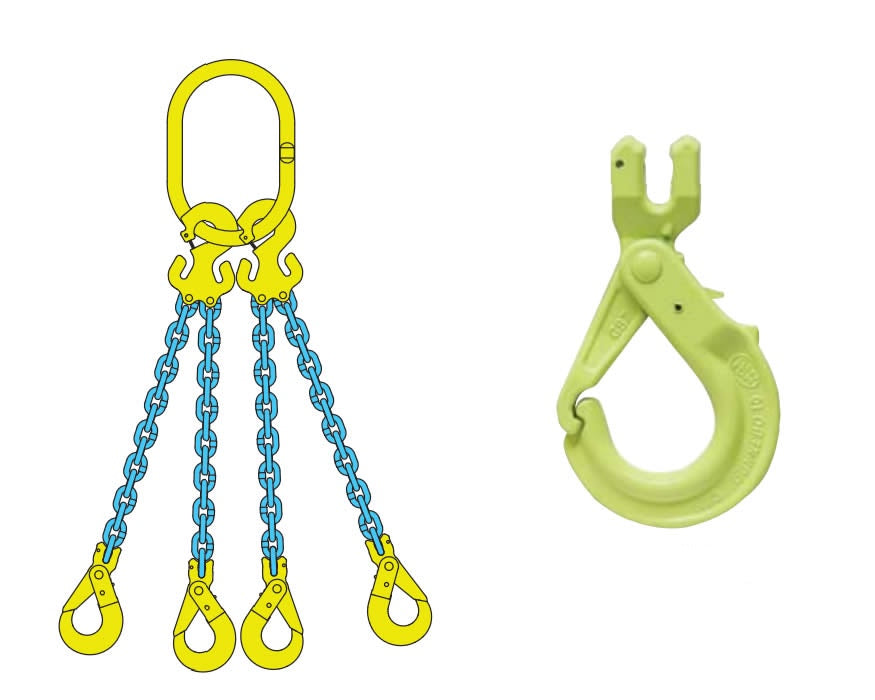 Crosby | Gunnebo Grade 10/100 Alloy FlexiLeg Chain Sling, Self Locking Hook, 4 legs, 14,800lb- 58,700lb capacity