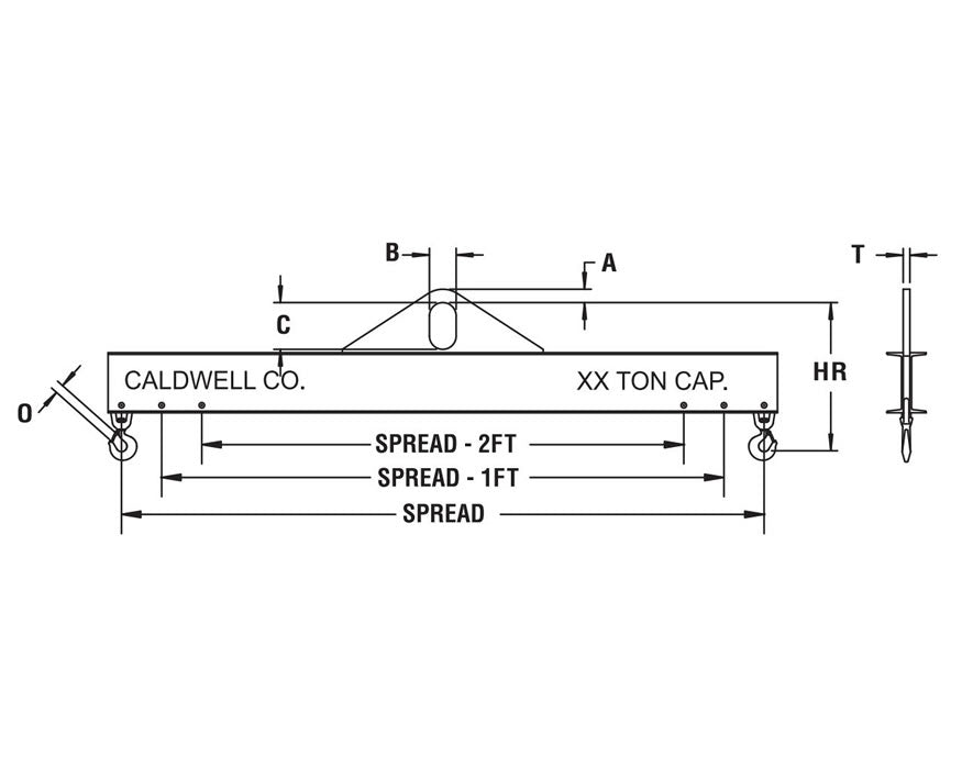 Caldwell Industrial Low Headroom Lifting Beam, 1/2t- 7 1/2t capacity