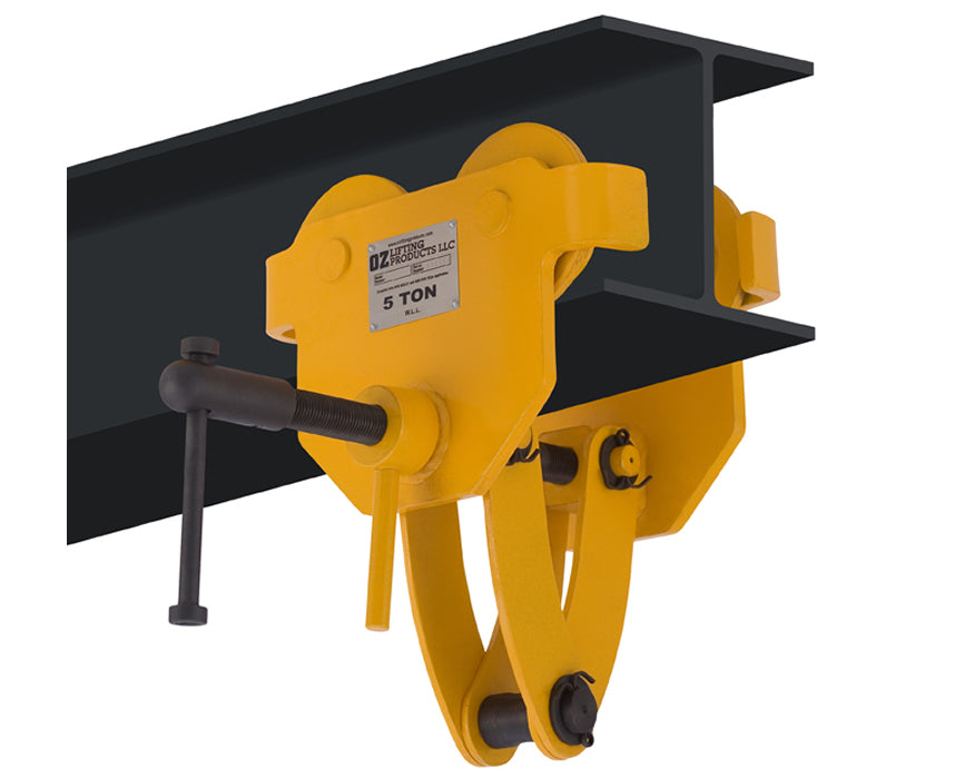 OZ Lifting Quick Adjust Beam Trolley, 1/2t- 10t capacity