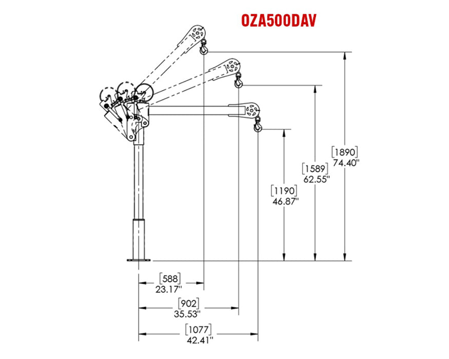 Oz Lifting Alumi-Lite Aluminum Davit Crane 500lb and 1000lb Capacity