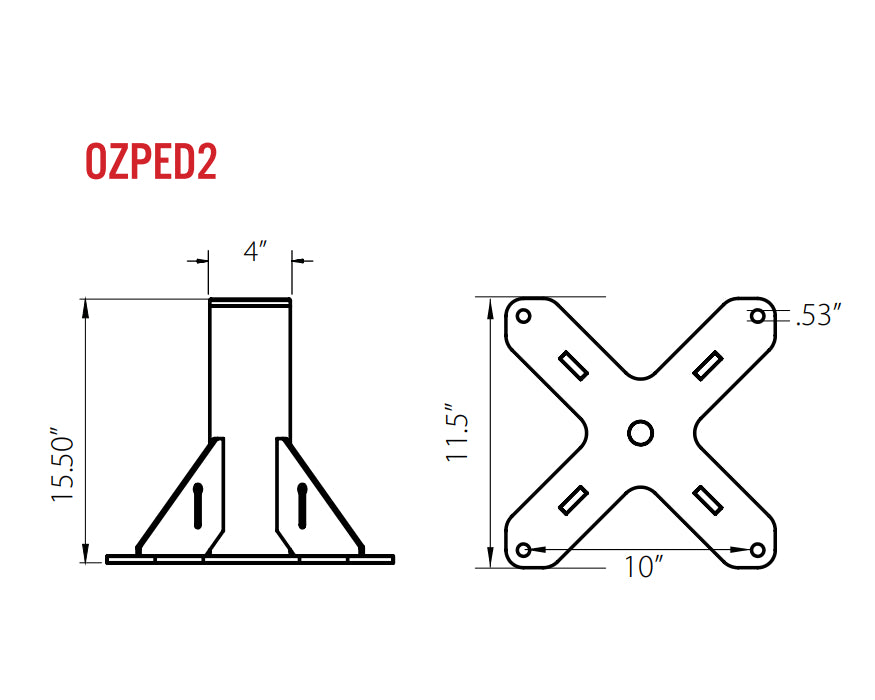 OZ Lifting OZPED2 Pedestal Base for a CompOZite Elite Davit Crane, 1,200lb capacity