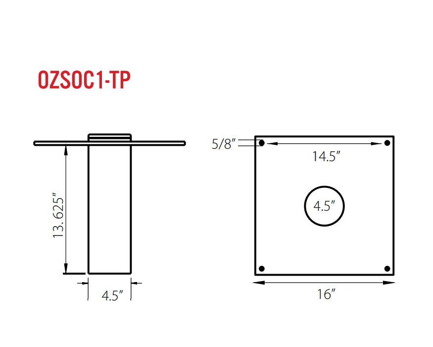 OZ Lifting OZSOC1-TP Socket Base for a Tele pro Davit, 1,200lb capacity