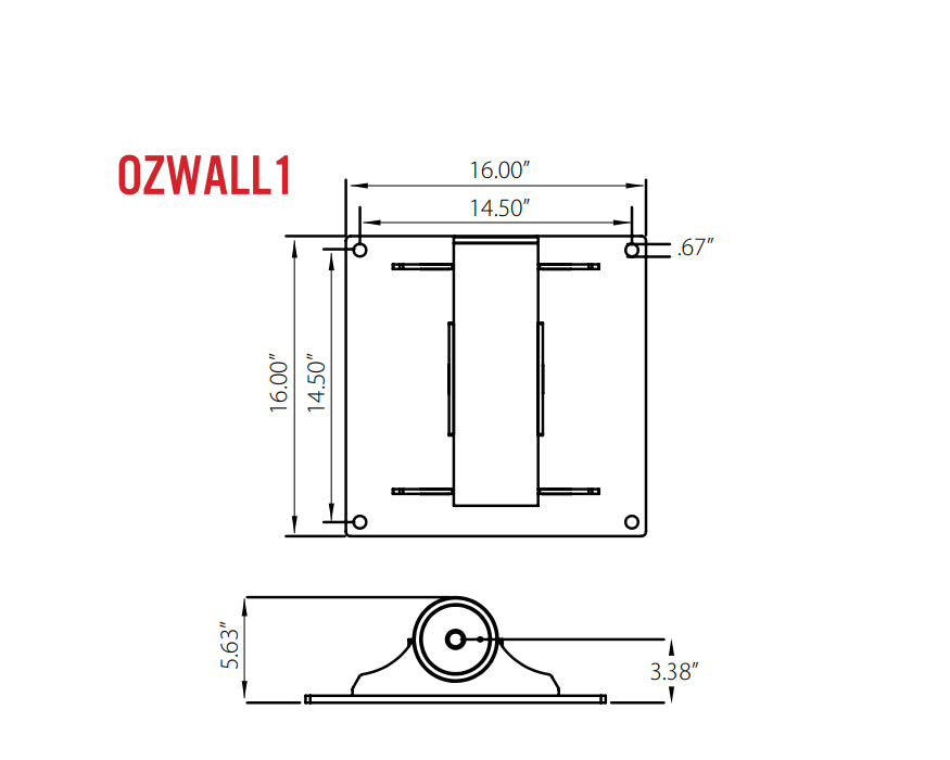 OZ Lifting OZWALL1 Wall Mount Base for a Composite Davit, 1,200lb capacity