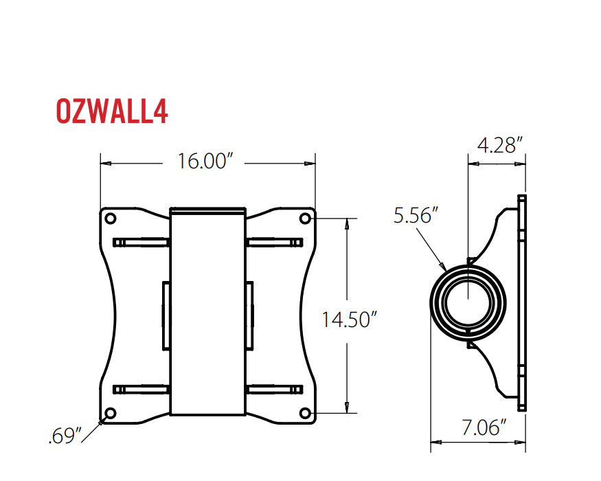 OZ Lifting OZWALL4 Wall Mount Base for a Tele-Pro Davit, 1 1/4t capacity