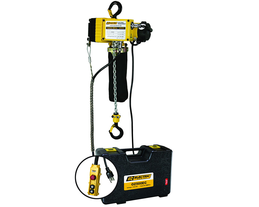 OZ Lifting Electric Chain Hoist, 1/4t- 2t capacity