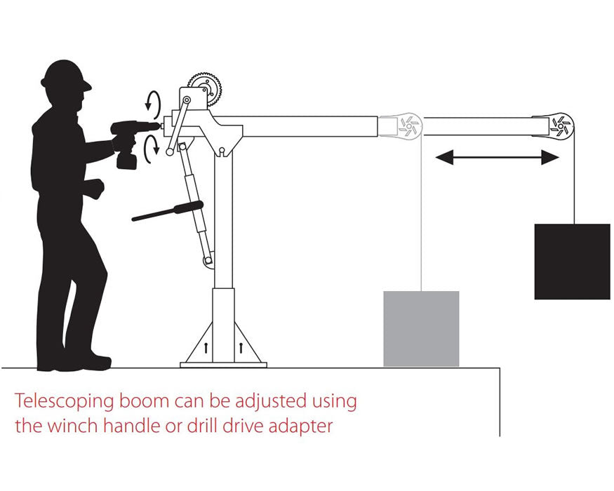 OZ Lifting Tele-Pro Davit, 500lb- 2,500lb capacity